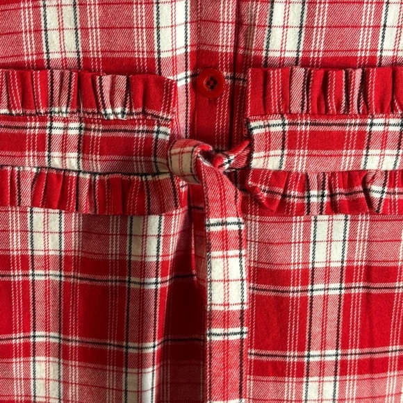 SMASH + TESS Sz S Oversized Red Plaid Long-Sleeve Flannel Ruffle Jumpsuit NEW - Picture 6 of 12